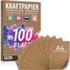 ELES VIDA Set di carta Kraft DIN A4 300g - 21x29,7cm - Carta per artigianato e cartone naturale Carta kraft per cartone da stampa, carta di cartone Creazione di etichette per regali di nozze vintage (100 fogli)