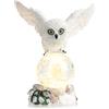 com-four® LED figura gufo con palla di vetro - illuminazione LED da appoggiare con funzione timer - figura decorativa natalizia (Gufo con palla di vetro)
