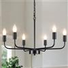 MRHYSWD Lampadario Nero Vintage, 6 Luci Industrial Lampadario Camera Da Letto Soggiorno Cucina, Lampadario Da Soffitto Classico, Lampadario Ferro Battuto - Altezza Regolabile - Senza Lampadine E14