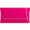 UShopUK Pochette in pelle scamosciata, tinta unita, da sposa, ballo di fine anno, matrimonio, sera, festa, borsa a mano, Rosa fucsia, medium