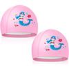 TUONYIS 2 Pezzi Kids Cuffia Piscina cuffia piscina bambino Cuffia da Bagno Elastico Cuffie da Nuoto di Cartoon cuffia piscina neonato cuffia piscina bambina per Bimbino Ragazzi Ragazze Età 4-10 (Rosa)