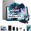 Bvlary 2025 Newest Tablet Android 14 10 Pollici tablet 22GB RAM+128GB ROM(1TB TF),6000mAh, WiFi 6,Octa-Core,2.0Ghz, GMS, 8MP+13MP, BT 5.0,Widevine L1, Tablet PC con Tastiera e Mouse,Custodia - Grigio