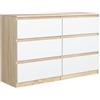 meble masztalerz Cassettiera con 6 cassetti 120 cm, Armadio Camera da Letto, Corridoio, Soggiorno, 120cm, Cassettiera, Mobiletto Multiuso Armadietti Salvaspazio Mobile Cucina (Bianco/Sonoma)