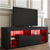 SIRHONA - Mobile TV basso nero, con luce LED, 140 x 35 x 50,5 cm, armadio di base