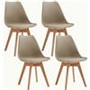 BenyLed Set di 4 Sedie da Pranzo, Sedia con Gambe in Legno di Faggio e Cuscino Imbottito, Sedia da Cucina Nordica Per Cucina, Sala da Pranzo, Camera da Letto, Soggiorno (Marrone)