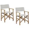 Brigros Estosa - Sedia Regista Brindisi, Set Da 2 Sedia Da Regista Pieghevoli Da Esterno, Sedie Da Giardino Pieghevoli Legno Di Robinia Decapata Aq, Tessuto 360 Gr/m2 (Acacia + Ecru)