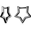Qings Orecchini a Cerchio Stelle Donna Ragazze - Qings Argento Sterling 925 Piccoli Star Geometrico ipoallergenici Orecchino Nero a Forma di Stella Regalo di Gioielli