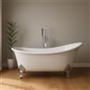 OGOMONDO Vasca da bagno free standing ovale con piedini bianco lucido 160 x 75 x 84cm