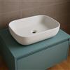 OGOMONDO Finitura- Opaco, CONFEZIONE 1 *** Lavabo da appoggio ceramica bianco rettangolare arredo bagno cm 45,5x32,5x13,5