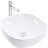 OGOMONDO Finitura- Lucido, CONFEZIONE 1 *** Lavabo da appoggio ceramica bianco quadrato tondeggiante 44x44x14 cm