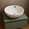 OGOMONDO Lavabo da appoggio ceramica bianco tondo lavello arredo bagno cm 42x42x17,5
