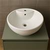 OGOMONDO Lavabo d'appoggio ceramica bianco tondo lavandino arredo bagno cm 46x46x17