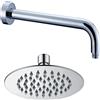 OGOMONDO Braccio doccia ottone cromato + soffione doccia tondo acciaio inox diam 250x2 mm spessore
