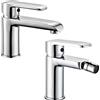 OGOMONDO Coppia di miscelatore rubinetto bidet e miscelatore lavabo linea america cromata