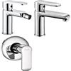 OGOMONDO Tris rubinetti miscelatori bidet lavabo doccia ad incasso linea america cromata
