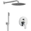 OGOMONDO Kit doccia tondo completo di soffione doccetta e miscelatore con deviatore hope