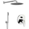 OGOMONDO Kit doccia tondo completo di soffione doccetta e miscelatore con deviatore delfino