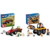 LEGO City Trattore Rosso da Fattoria con Rimorchio e Pecora + Pala Meccanica Gialla per Costruzione 4+ Anni Ragazzi e Ragazze - Scuola Materna 60461 + 60450