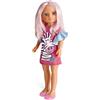 NANCY - Nancy, un giorno di colore, bambola da 42 cm con lunghi capelli rosa, vestitino rosa con zebra, per bambine/I dai 3 anni, Famosa 700015030