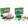 LEGO Minecraft La Casa del Baby Porcellino + La Casa della Spiaggia della Tartaruga Set Animali da Fattoria 21268 + 21254