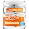 OUKEYA Crema Viso Collagene, Crema Idratante Anti-Invecchiamento Giorno & Notte per Viso Collo, 5% Collagene, 5% Acido Ialuronico & Niacinamide, Rassodante, Riduzione Rughe, Distributore Pompa, 50g