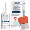 Evolsin - Shampoo pidocchi con pettine pidocchi e lendini per adulti e bambini a partire da 6 mesi - 120 ml trattamento pidocchi delicato sul cuoio capelluto - agisce in 15 minuti