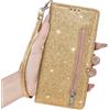 BEENTRYS Cover per Samsung Galaxy S10 lite Pelle Portafoglio,Brillantini Glitter Porta Carta Slot Cavalletto Stand Chiusura Magnetica Tasca Zip Flip Caso PU Antiurto Protettiva Custodia-D'oro