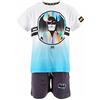 SUN CITY Completo estivo Batman, t-shirt e short da bambino in cotone, celeste