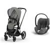 Cybex - Duo Priam Con Seggiolino Auto Cloud T Isize Mirage Grey Chrome Brown - Cloud T Mirage Grey