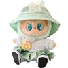 MINGSOLDIER Vestiti per bambole da 17 cm, adatti per bambole labubu da 17 cm, seduti con 1 cappello, 1 maglione, 1 fotocamera, 1 scarpe, 1 gonna, colore: verde