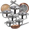 SAN IGNACIO Batteria da cucina 12 pezzi SAN IGNACIO Cassello, acciaio inossidabile, con set padelle (20/24/28 cm) Professional Chef Copper Plus in alluminio pressato