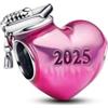 PANDORA Moments 793788C01 - Charm a forma di cuore in argento Sterling 2025, compatibile con braccialetti Moments, 7,5x12x13 mm, Argento sterling, Nessuna pietra preziosa