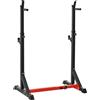 HOMCOM Supporto per Bilanciere con Altezza e Larghezza Regolabili in Acciaio, 77-122x73x121-171cm, Nero e Rosso|Aosom