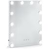 HOMCOM Specchio da trucco Hollywood con lampadine LED dimmerabili 3 colore di luce controllo a tocco bianco|Aosom