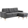 HOMCOM Divano Angolare 3 Posti con Penisola Reversibile in Tessuto Effetto Lino Grigio, 193x136x85 cm|Aosom