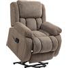 HOMCOM Poltrona Alzapersona Massaggiante e Reclinabile con 2 Tasche e Telecomando, 93x104x105 cm, Marrone Chiaro