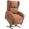 HOMCOM Poltrona Elettrica Alzapersona Reclinabile 160° con 2 Ruote Universali, Poltrona Relax Elettrica in Tessuto con Telecomando, Poggiapiedi e Tasche Laterali, Marrone Scuro