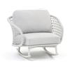 MIlani Home GLENDA - poltrona dondolo con struttura in allumino bianco e con corda grigio mélange