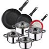 SAN IGNACIO Confezione da 3 sgabelli San Ignatio Ø16 cm Ø20 cm Ø24 cm + batteria da cucina 8 pezzi in acciaio inossidabile