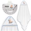 Interbaby - Mantello da bagno per bambini + cappello regolabile | Asciugamano con cappuccio 100% cotone, unisex, morbido, asciugatura rapida, ideale per neonati, neonati e bambini piccoli, design orso