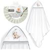Interbaby - Mantello da bagno per bambini + cappello regolabile | Asciugamano con cappuccio 100% cotone, unisex, morbido, asciugatura rapida, ideale per neonati, neonati e bambini piccoli, design orso