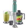 Sencor minipimer immersione SHB 5601, frullatore 4 in 1, frullatore elettrico con bicchiere da 800ml, tritatutto elettrico, fruste elettriche, potenza da 1200w, 20 velocità (Green)