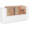 Madia 4 Ante 160x86x45 Design Moderno Bianco Lucido Effetto Legno New Coro