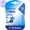 VERBATIM microSD 16GB VERBATIM SDHC c10 UHS-I\U1 senza adattatore 80R/10W - 533x - 44010