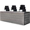 Plenum in poliuretano espanso a 3 uscite con 3 attacchi conici da 100, 127 e 150 mm