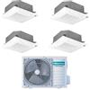 Hisense - Condizionatore con inverter a cassetta 4 Vie Hisense quadri split 9000+9000+9000+9000 Btu in A++ con R32 4AMW81U4RJC