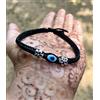 Evil Eye 1 Pz Bracciale in Argento 925 Protezione Malocchio Amuleto Nazariya, Regolabi...