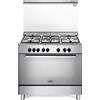 De Longhi Cucina a Gas 5 Fuochi Forno Elettrico 83 Litri 90x60 cm Classe A con Coperchio in Cristallo colore Inox - DEMX 96 SG