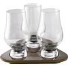 GLENCAIRN Set da degustazione in vetro 3x bicchieri da whisky da 190 ml e 1x vassoio in legno/vetro di cristallo senza piombo/lavabile in lavastoviglie e antiurto
