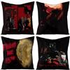 7ilaewen 4 federe per cuscino con personaggi classici del film horror, 45 x 45 cm, per Halloween, venerdì 13°, in lino, decorative, per feste a tema horror, regalo di compleanno